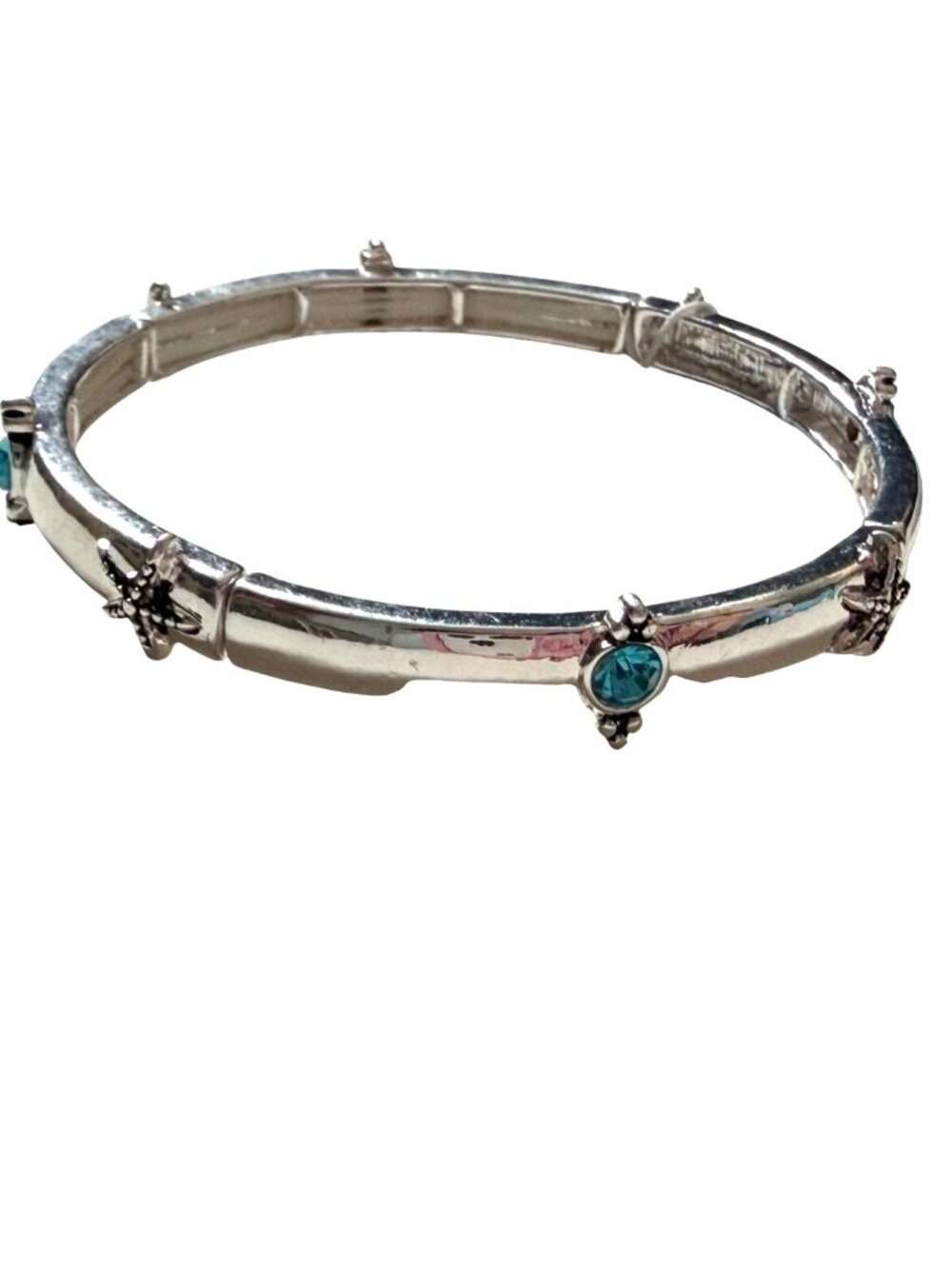 Periwinkle by Barlow Silver Tone Starfish Beachy Coastal Stretch Bracelet 7 inch